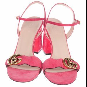 Gucci Pink Marmont Suede Heeled Sandals Size 38